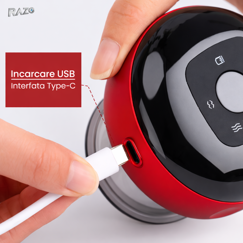 Set 2 aparate electrice de masaj anticelulitic RAZO tip ventuza, Incalzire 38–50°C, 2 nivele putere, Incarcare Type-C, Ecran tactil