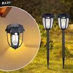 Set 4 lampi solare RAZO cu senzor de miscare, LED 1200lm, Rezistente la apa, 3 moduri iluminare, Exterior, 50x12x12 cm