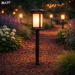 Set 4 lampi solare gradina RAZO, Incarcare automata, LED, Lumina calda, Iluminat exterior elegant, 55x8x8 cm