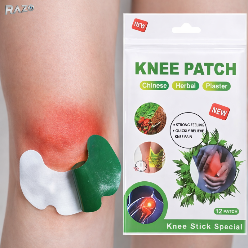 Set 10 pachete plasturi pentru genunchi RAZO, Efect de incalzire, Uz extern, Confort zilnic, Relaxare musculara, 100 bucati