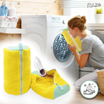 Set 2 saculeti RAZO pentru spalat incaltaminte, 1200+ peri chenille, Protectie pantofi, Tambur masina, Fermoar invizibil, Marimi pana la 43, 39x19 cm, Galben