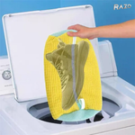 Set 2 saculeti RAZO pentru spalat incaltaminte, 1200+ peri chenille, Protectie pantofi, Tambur masina, Fermoar invizibil, Marimi pana la 43, 39x19 cm, Galben