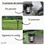 Set 4 lampi solare gradina cu incarcare automata RAZO, Rezistente exterior, LED, Iluminat ambiental exterior, 14,5x12,9x14,1 cm