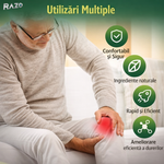 Set 10 pachete plasturi pentru genunchi RAZO, Efect de incalzire, Uz extern, Confort zilnic, Relaxare musculara, 100 bucati
