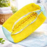Set 2 saculeti RAZO pentru spalat incaltaminte, 1200+ peri chenille, Protectie pantofi, Tambur masina, Fermoar invizibil, Marimi pana la 43, 39x19 cm, Galben