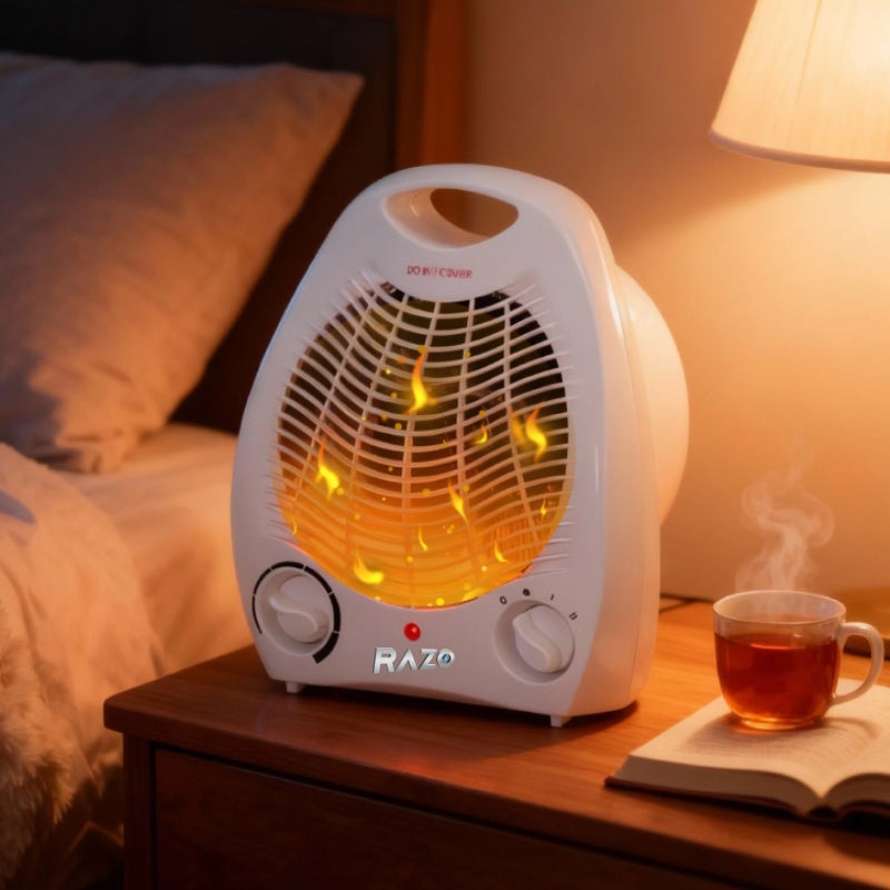 Aeroterma de camera 2000W RAZO, Termostat reglabil, Functie aer rece/cald, 2 trepte putere 1000W/2000W, Protectie supraincalzire, Incalzitor electric portabil, Alb