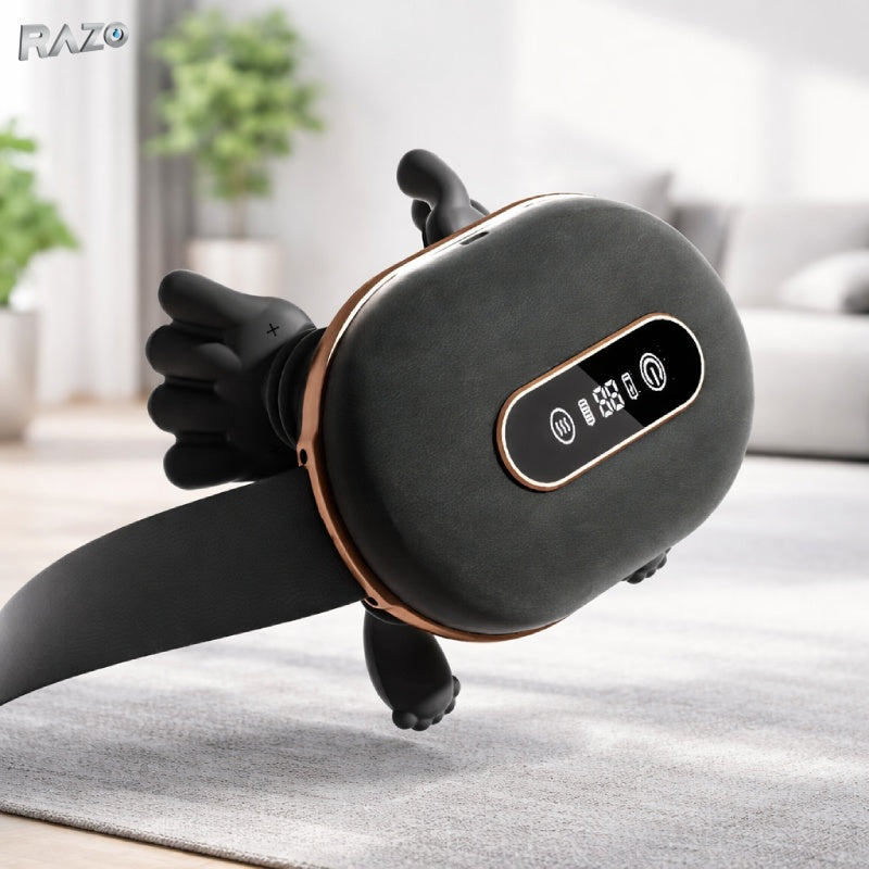 Aparat de masaj RAZO pentru gat si umeri, cu caldura bionica reglabila, portabil si fara fir, masaj profund, autonomie 70 min, negru