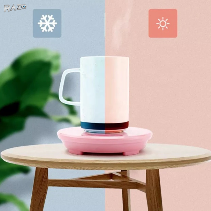 Aparat portabil 2 in 1 RAZO pentru incalzire si racire bauturi, alimentare USB, panou tactil, dimensiuni 15x3 cm
