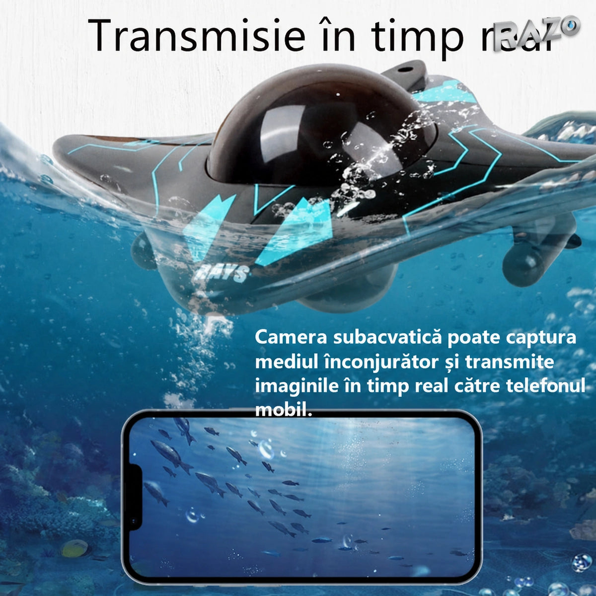 Barcă electrică cu cameră și transmisie în timp real, model Aoying 777-273 - imagine produs 7