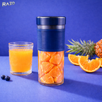 Blender portabil reincarcabil RAZO, Design compact, Usor de transportat, Utilizare rapida oriunde, 450 ml, Albastru inchis