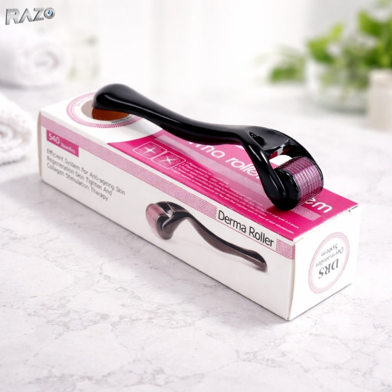 Derma Roller RAZO Beauty 1.0 mm pentru microneedling, reintinerirea tenului si stimularea colagenului, rejuvenare faciala cu ace din inox medical