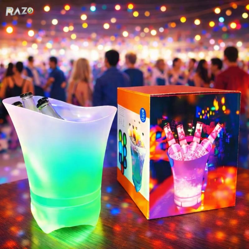 Frapiera LED multifunctionala RAZO cu boxa Bluetooth integrata, iluminare RGB 7 culori, reincarcabila USB, ideala pentru racirea vinului, sampaniei si berii, perfecta pentru petreceri, terasa, bar sau evenimente