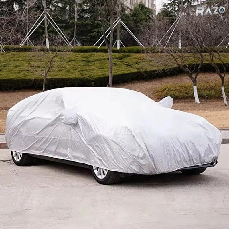 Husa auto RAZO marimea M, impermeabila, protectie completa impotriva prafului, ploii, zapezii si razelor UV, potrivita pentru utilizare la exterior si interior
