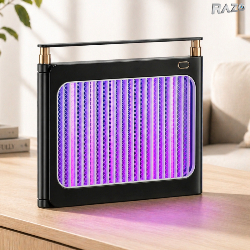 Lampa anti tantari UV portabila RAZO, Reincarcabila Type C, Baterie 4000mAh, Silentioasa, Fara substante chimice, Functie iluminare ambientala, Design compact cu agatatoare