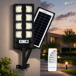 Lampa solara LED cu panou si telecomanda RAZO, Iluminare puternica, Economica, Incarcare solara, Pornire automata, Design rezistent la apa si conditii meteo
