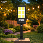 Lampa stradala cu incarcare solara RAZO, 6 leduri, Telecomanda inclusa, LED cu senzor, Iluminat exterior puternic, Rezistenta la intemperii