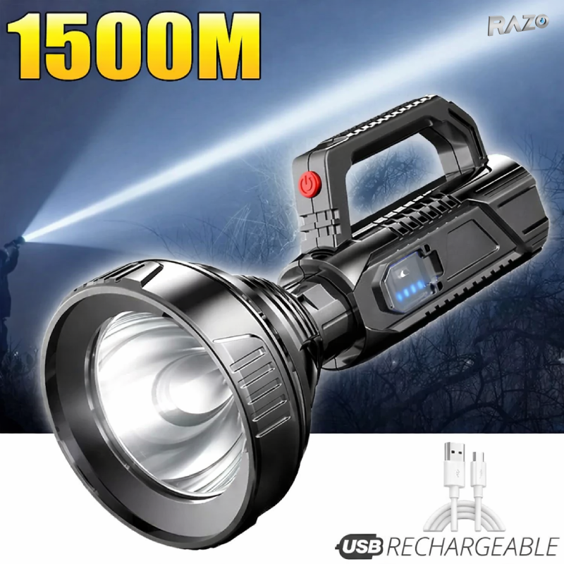 Lanterna LED RZ Light 10W RAZO, Baterie 1200mAh, 4 moduri iluminare, Incarcare USB, Trepied inclus