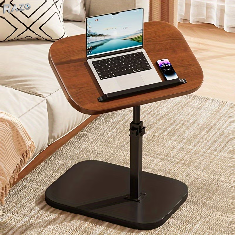 Masa reglabila rotativa cu suport laptop RAZO, Inaltime 48-80 cm, Multifunctionala, Rotativa 360°, Design modern pentru living, birou, Maro