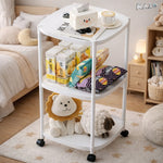 Masuta RAZO din plastic cu 3 niveluri si 4 roti, design compact pentru depozitare, multifunctionala pentru baie, bucatarie si living, dimensiuni 64x39x39 cm, alb