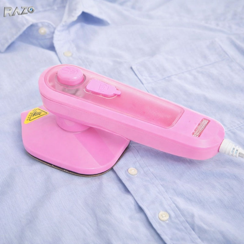 Mini fier de calcat vertical RAZO cu abur, portabil, rezervor 50 ml, incalzire rapida, utilizare verticala si orizontala, roz