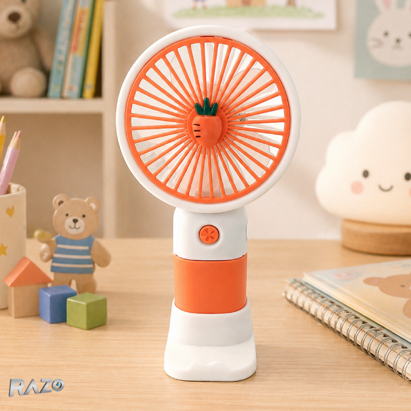 Mini ventilator portabil RAZO, Baterie reincarcabila USB compact, Racorire rapida, Flux de aer constant, Design usor, Silentios, Consum redus, Model fructe