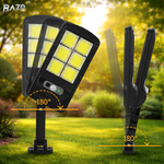 Lampa stradala cu incarcare solara RAZO, 6 leduri, Telecomanda inclusa, LED cu senzor, Iluminat exterior puternic, Rezistenta la intemperii