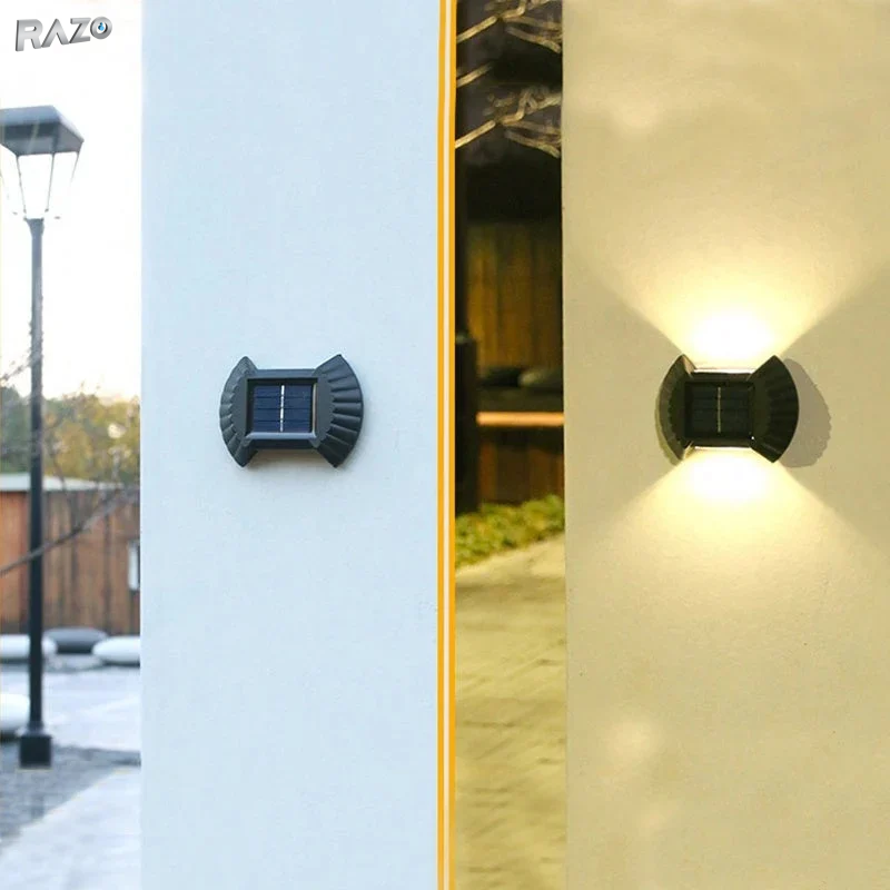 Pachet 4x Lampa solara decorativa de perete Luna Solaris RAZO, LED, Lumina alba calda, IP65