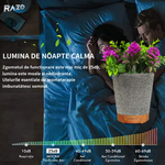 Difuzor aromaterapie tip ghiveci 3 in 1 RAZO, Umidificator Aer, Lumina LED 7 culori, Difuzor uleiuri esentiale, Alimentare USB, Negru