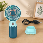 Ventilator mini portabil in 2 culori RAZO, Suport telefon, Reincarcabil, Racire rapida, Design modern, Silentios, Turcoaz-Albastru