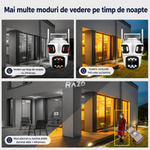 Camera supraveghere WiFi 360 RAZO, Multi lentila cu AI detectie, Night vision color, Monitorizare completa, Vizualizare live pe telefon, Detectie persoane, Tracking automat, Notificari instant, Audio bidirectional, Alarma integrata