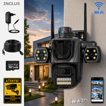 Camera supraveghere AI tripla 360 RAZO, 3 lentile, WIFI, Monitorizare completa, Vizualizare live pe telefon, Detectie miscare cu tracking automat, Vedere nocturna LED, Audio bidirectional, Alarma integrata