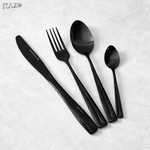 Set tacamuri 24 piese inox premium RAZO, Design elegant, pentru masa zilnica si festiva, Negru