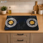 Plita portabila pe gaz cu 2 arzatoare RAZO, Aprindere electrica, Control individual flacara, Consum redus gaz, Design compact, Eficienta, 70,5x38,5x9,3 cm