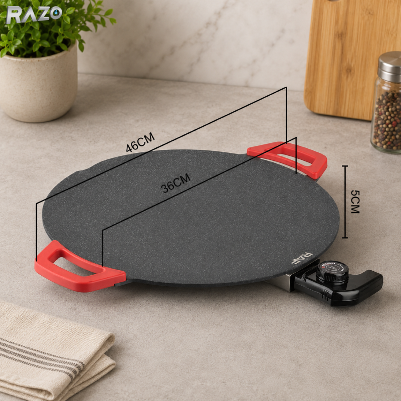 Plita japoneza electrica multifunctionala 1800W RAZO, Suprafata antiaderenta, Incalzire uniforma, Design compact, Usor de curatat, Manere laterale, Picioare anti alunecare, Ideala pentru uz zilnic
