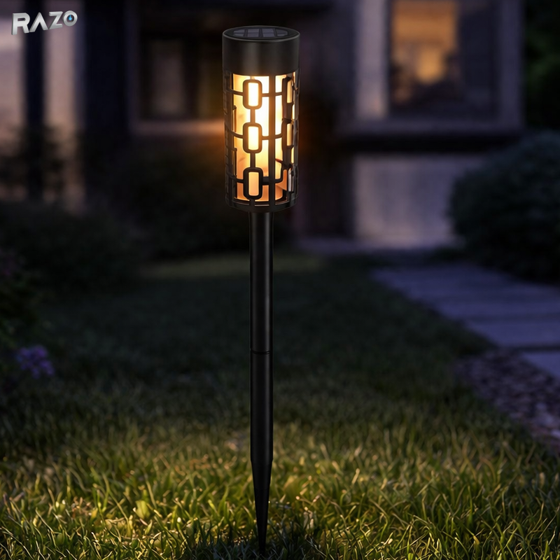 Set 4 lampi gradine RAZO XF-2907, LED, Iluminat exterior, 100% energie solara, Rezistente la intemperii, Instalare fara cabluri