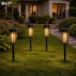 Set 4 lampi gradine RAZO XF-2907, LED, Iluminat exterior, 100% energie solara, Rezistente la intemperii, Instalare fara cabluri