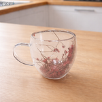 Set 4 cani sticla pereti dubli Red 250 ml RAZO, Flori uscate naturale, Design elegant decorativ, Flori rosii