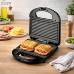 Sandwich maker 750W RAZO, Placi antiaderente, Gatire rapida, Uniforma, Incalzire dubla, Control termostatic, Design compact, Maner termoizolat, Sistem siguranta