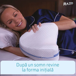 Set 2 perne ortopedice RAZO pentru picioare din spuma cu memorie, Ergonomice pentru genunchi, Aliniere coloana, Husa lavabila, 25x25x5 cm