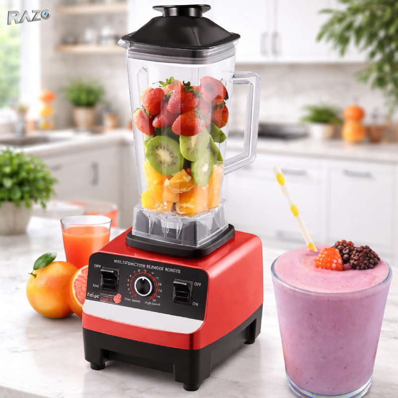 Blender profesional de bucatarie 2 in 1 RAZO, multifunctional, capacitate 2.5L, motor din cupru, 15 viteze, putere 4500W, functie de zdrobire gheata si autocuratare
