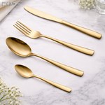 Set tacamuri 24 piese inox premium RAZO, Design elegant, pentru masa zilnica si festiva, Auriu