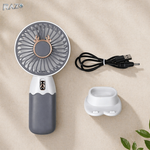 Ventilator mini portabil in 2 culori RAZO, Suport telefon, Reincarcabil, Racire rapida, Design modern, Silentios, Alb-Gri