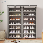 Dulap pantofi dublu cu husa RAZO, 7 niveluri, Capacitate 40kg, Oganizator incaltaminte, Structura metalica rezistenta, Gri
