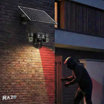 Camera supraveghere solara WiFi tripla RAZO, 3 lentile, 360 grade, Monitorizare completa fara cabluri, Panou solar, Baterie reincarcabila, Detectie miscare cu notificari, Tracking automat, Vedere nocturna IR si color, Audio bidirectional, Alarma