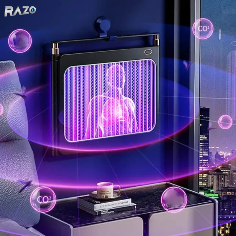 Lampa anti tantari UV portabila RAZO, Reincarcabila Type C, Baterie 4000mAh, Silentioasa, Fara substante chimice, Functie iluminare ambientala, Design compact cu agatatoare