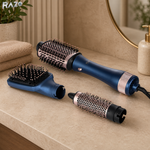 Perie electrica 3 in 1 pentru coafat parul 1200W RAZO, 3 accesorii, Uscare, indreptare si ondulare rapida, 3 trepte temperatura, 2 viteze, Protectie supraincalzire, Design ergonomic, Cablu rotativ 360