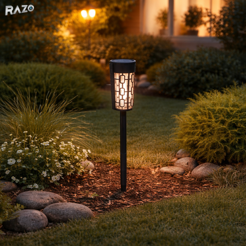 Lampa solara gradina RAZO XF-2907, LED, Iluminat exterior, 100% energie solara, Rezistenta la intemperii, Instalare fara cabluri
