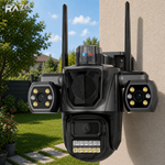 Camera supraveghere AI tripla 360 RAZO, 3 lentile, WIFI, Monitorizare completa, Vizualizare live pe telefon, Detectie miscare cu tracking automat, Vedere nocturna LED, Audio bidirectional, Alarma integrata
