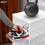 Organizator pantofi cu 6 compartimente modulare RAZO, Usi transparente, Depozitare eficienta, Design pliabil, Montaj rapid, 25.5×34.5×105cm, Alb
