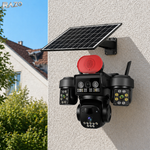 Camera supraveghere solara WiFi tripla RAZO, 3 lentile, 360 grade, Monitorizare completa fara cabluri, Panou solar, Baterie reincarcabila, Detectie miscare cu notificari, Tracking automat, Vedere nocturna IR si color, Audio bidirectional, Alarma